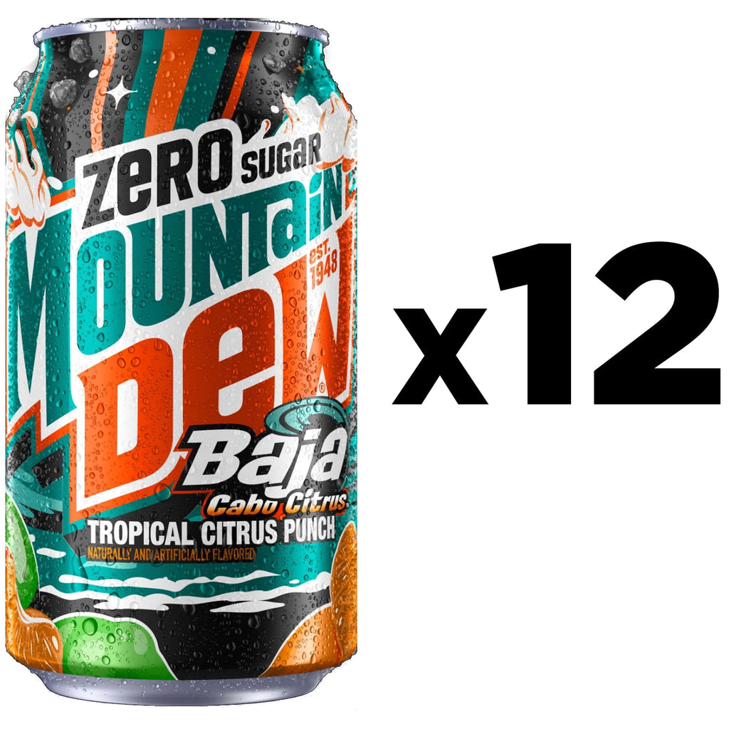 Mountain Dew Zero Sugar Baja Blast Cabo Citrus Soda Pop Cans 12 Fl Oz 12 Pack