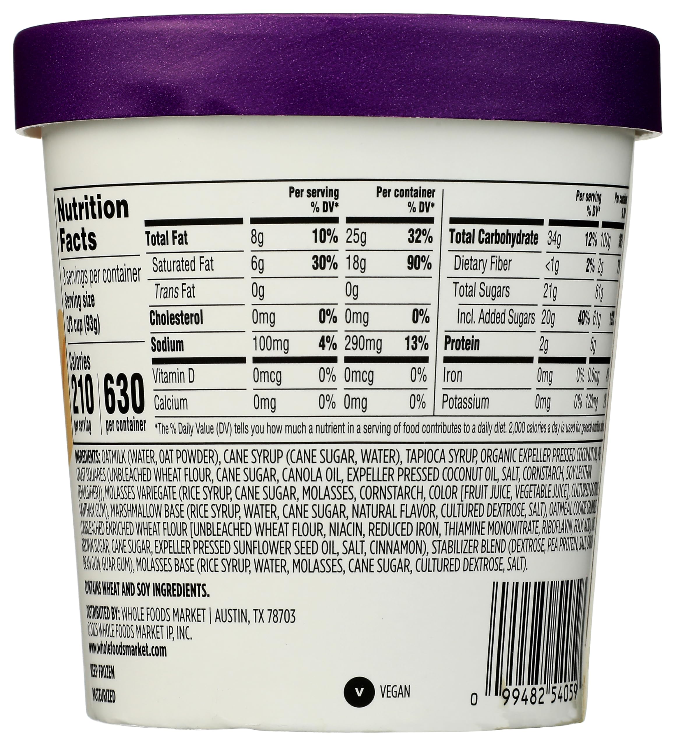 Oatmeal Creme Cookie Oat Milk Frozen Dessert 1 PT 365 By Whole Foods Market