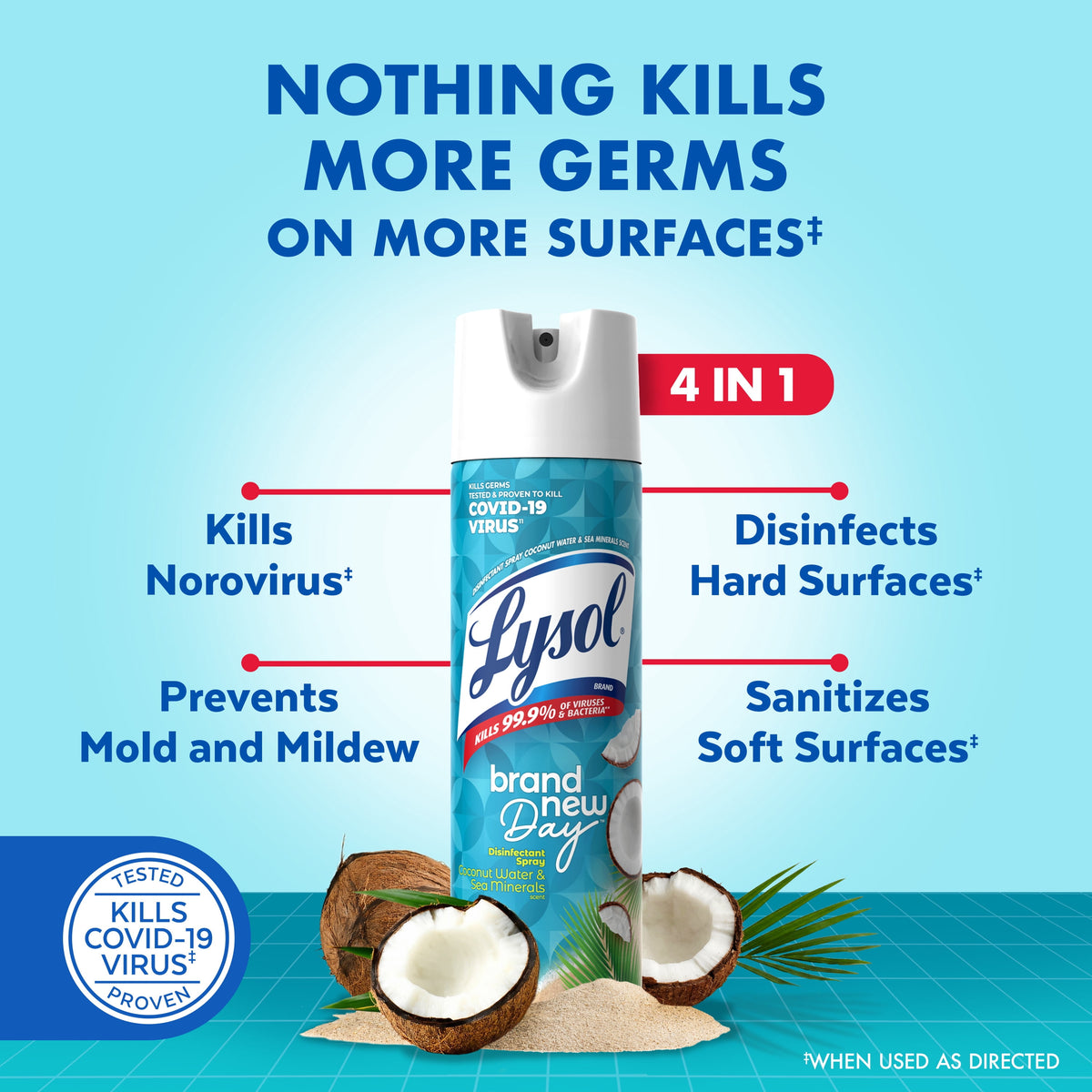 Lysol Disinfectant Spray Coconut Water & Sea Minerals 19 oz
