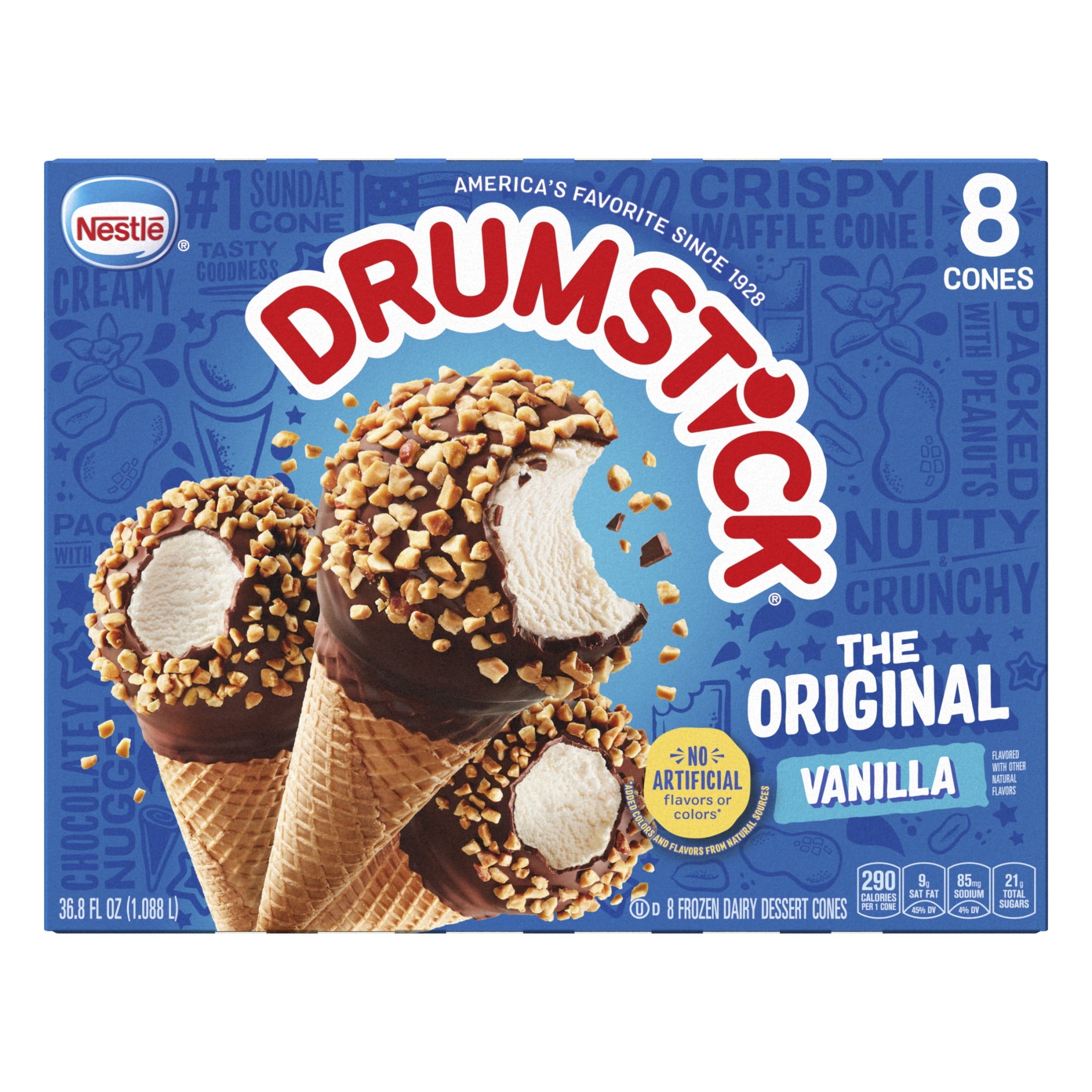 Drumstick Original Vanilla Sundae Cones 8 Count 36.8 Fl Oz
