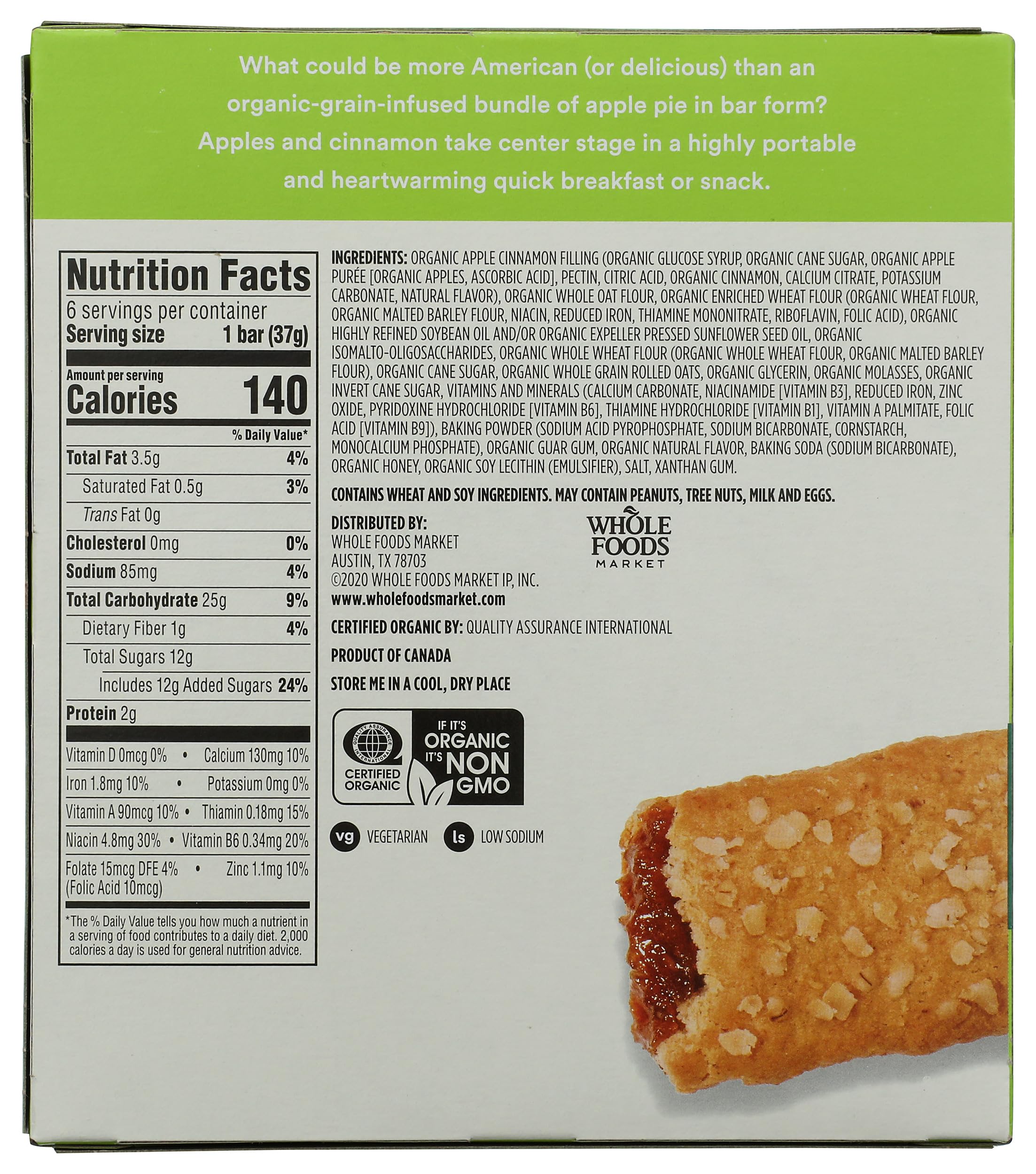 Organic Apple Cereal Bars 7.8 Oz 6 Count 365 By Whole Foods Market