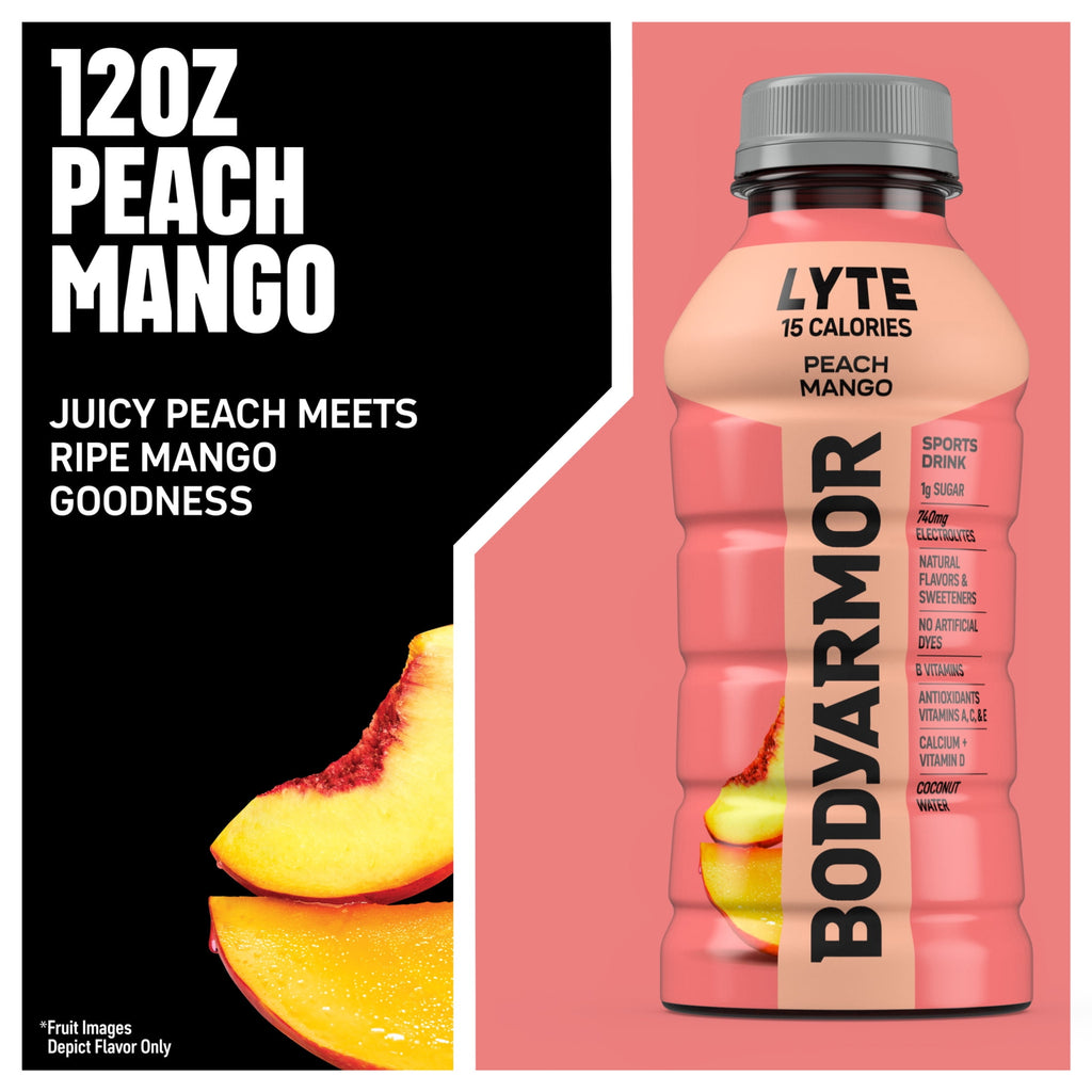 BODYARMOR Lyte Peach Mango Electrolyte Sports Drink 12 fl oz 8 Count