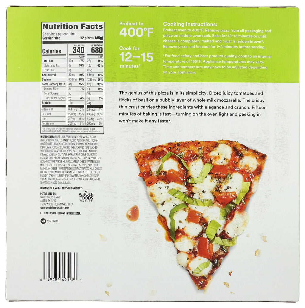 Margherita Thin Crust Pizza 10.2 Oz 365 By Whole Foods Market