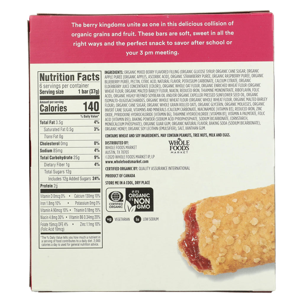 Organic Mixed Berry Cereal Bar 6 Count 7.8 Oz 365 By Whole Foods Market