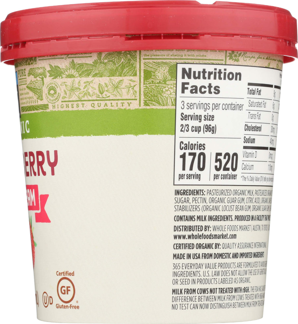 Organic Strawberry Ice Cream 1 Pint 365 By Whole Foods Market