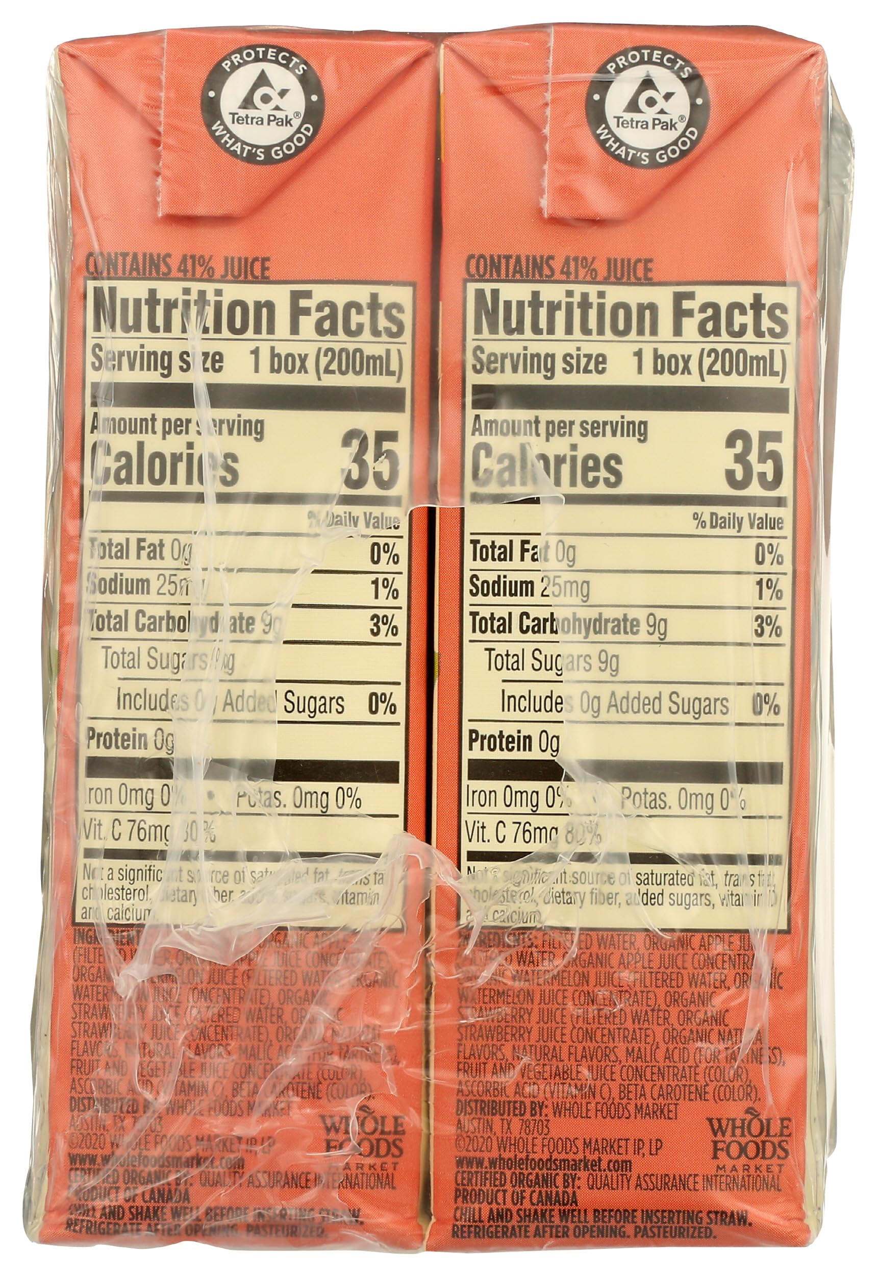 Organic Reduced Sugar Watermelon Strawberry Juice 6.75 Fl Oz 8 Pack 365 By Whole Foods Market