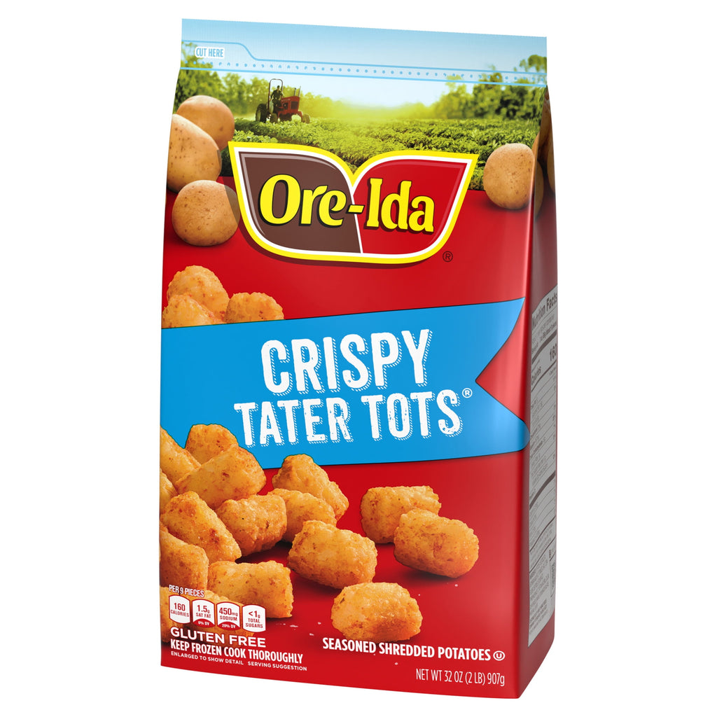 Ore-Ida Crispy Tater Tots Seasoned Shredded Frozen Potatoes 32 Oz