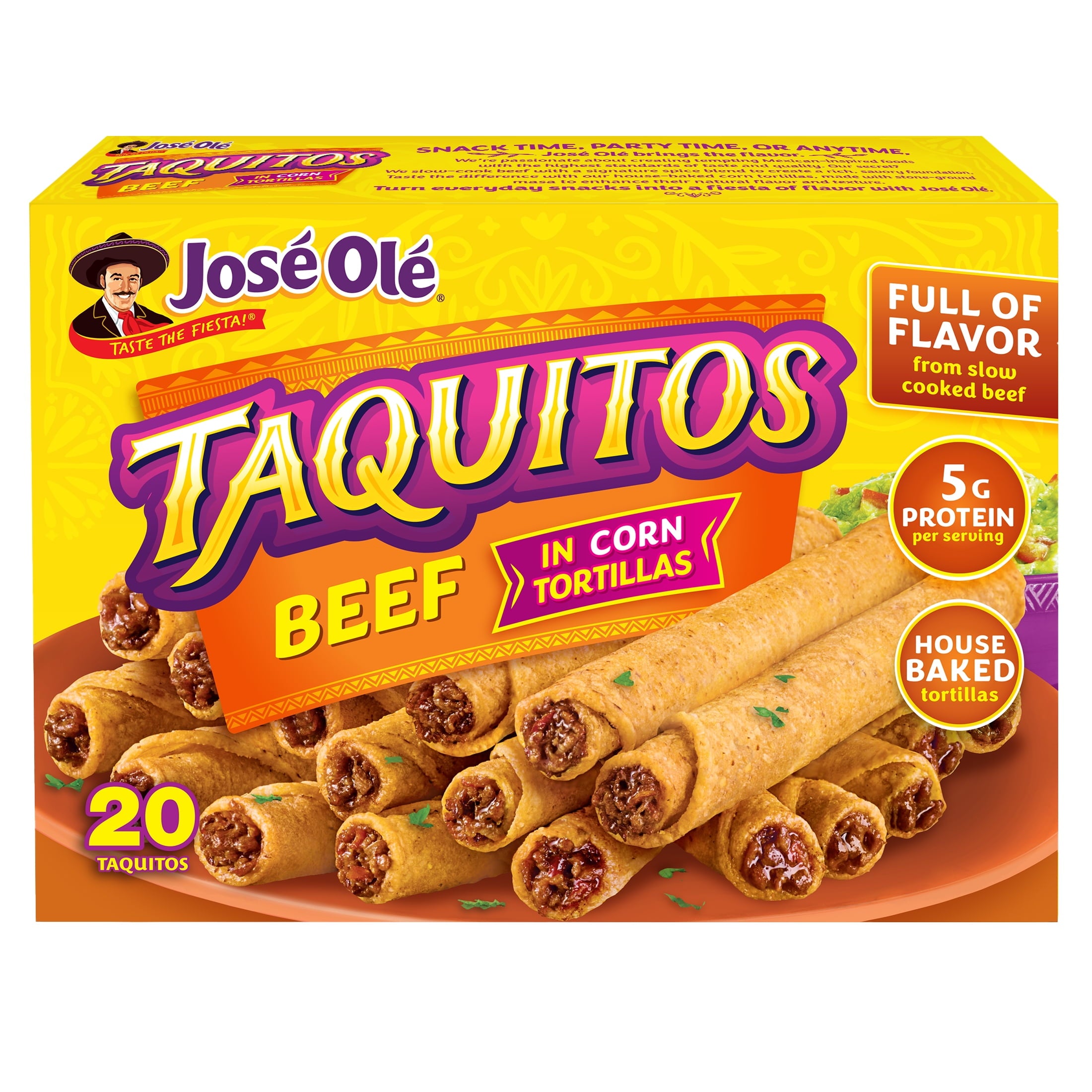 José Olé Beef Corn Taquitos Frozen Mexican Food 20 Oz 20 Count