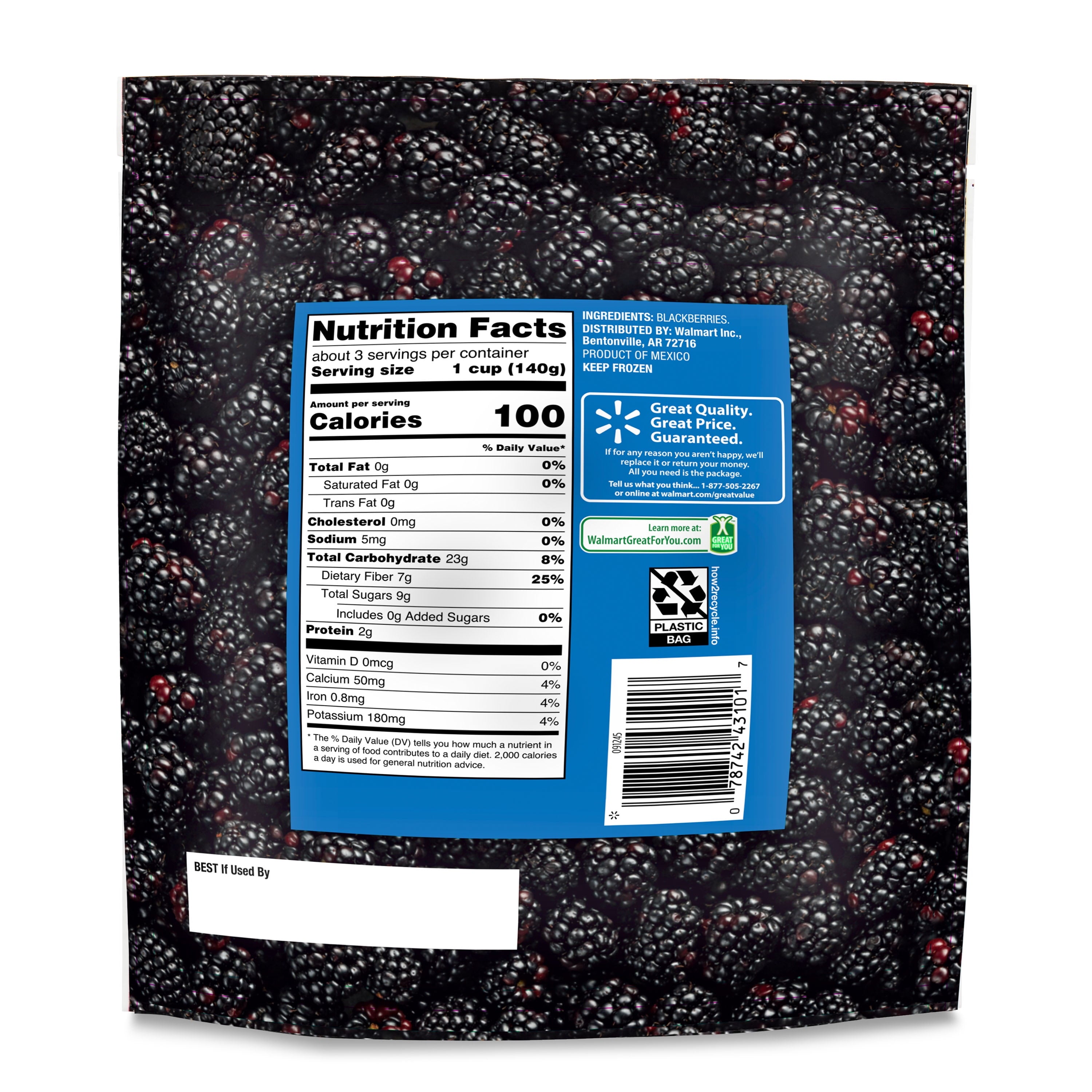 Great Value Whole Blackberries Frozen 16 Oz
