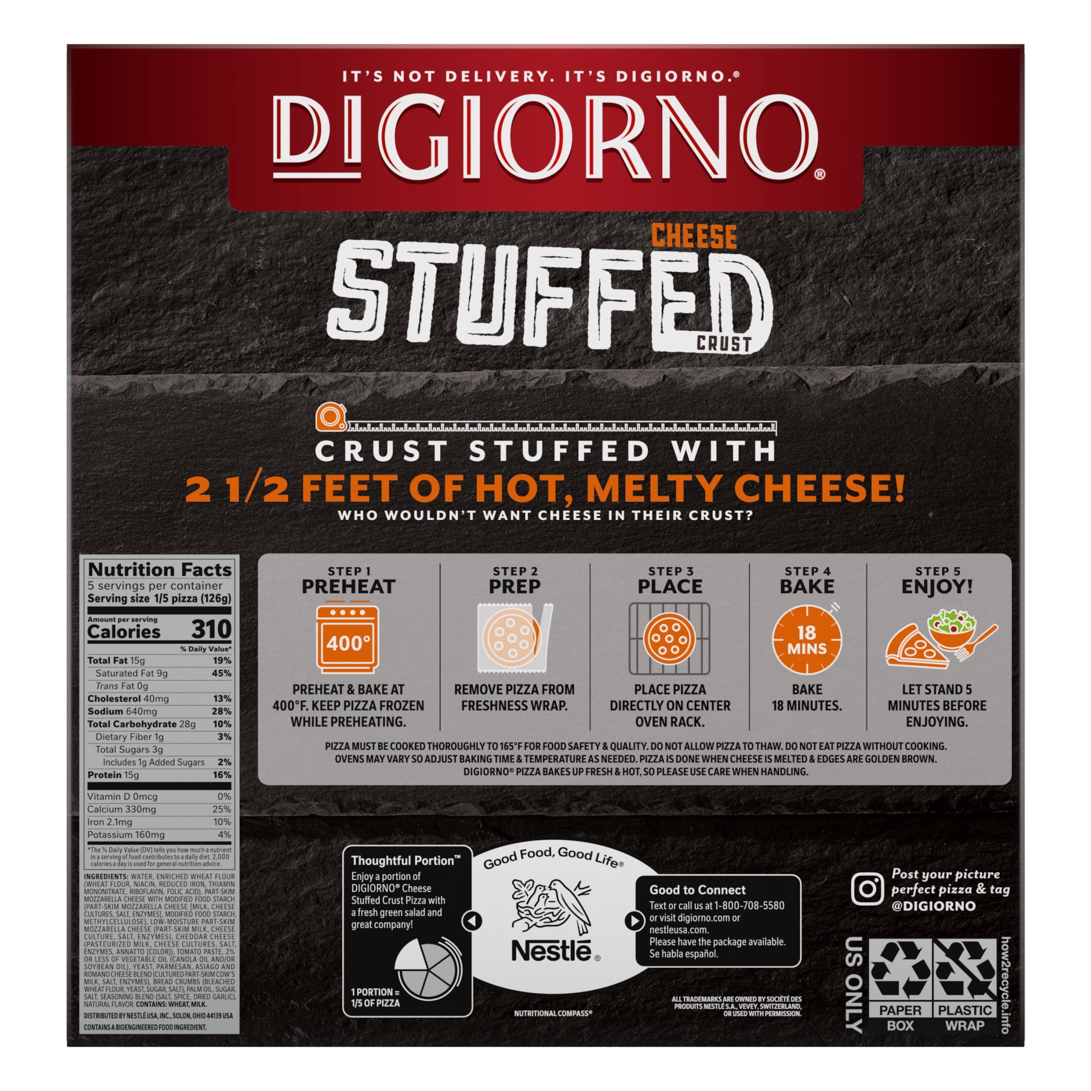 DiGiorno Five Cheese Stuffed Crust Frozen Pizza 22.2 Oz