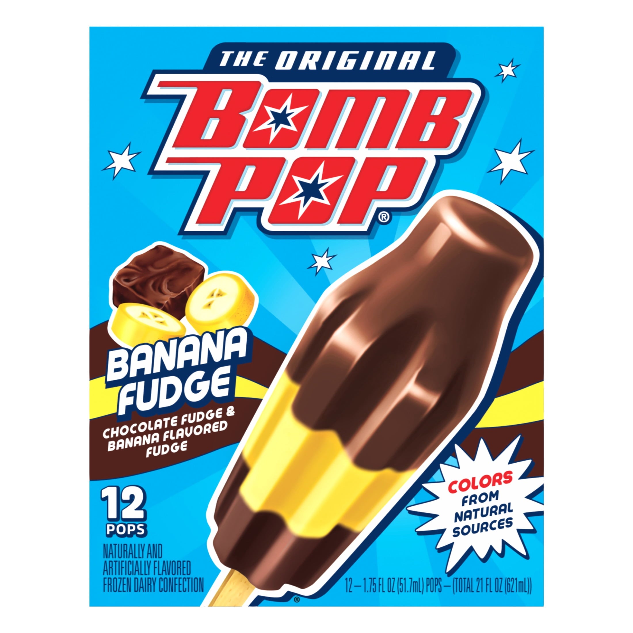 Bomb Pop Banana Fudge Freeze Ice Pop Frozen Dessert 12 Count 21 Fl Oz
