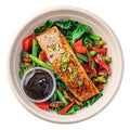 Wegmans Salmon Teriyaki Bowl with Black Pepper Sauce and Asian Vegetables 15 Oz