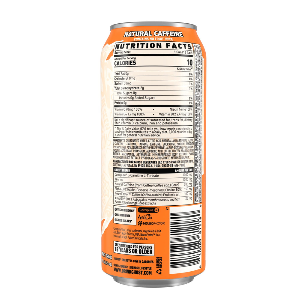 GHOST Energy Orange Cream Zero Sugar Energy Drink 16 fl oz Single Can