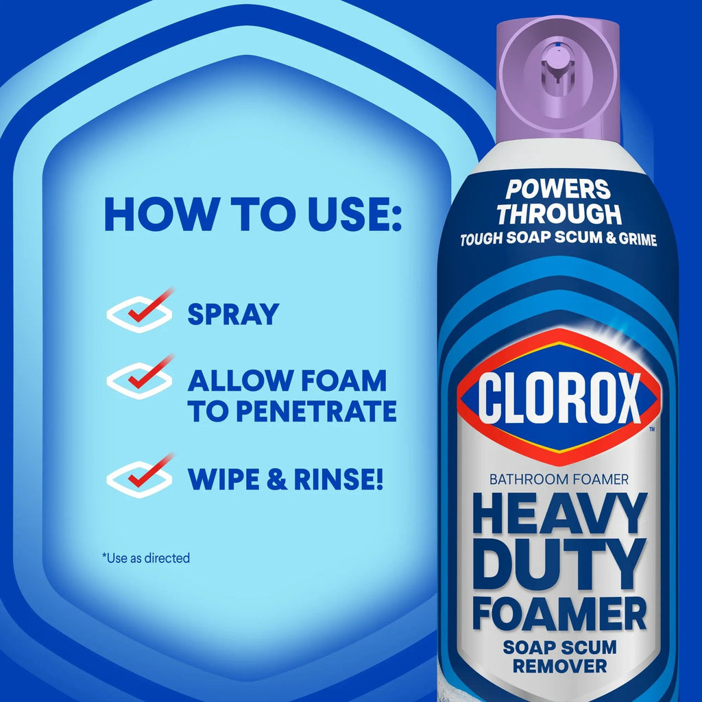 Clorox Heavy Duty Bathroom Foamer Soap Scum Remover Lavender Clean 20 oz