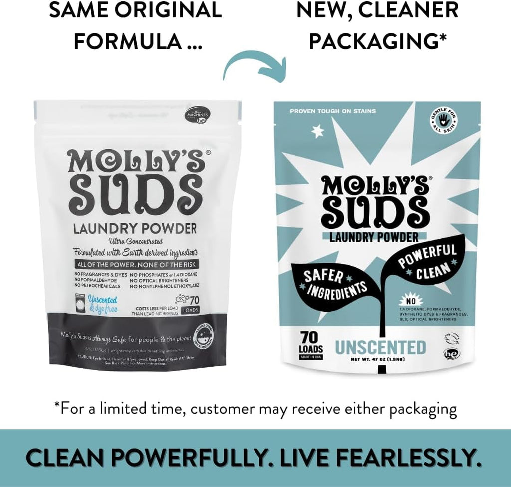 Molly's Suds Laundry Detergent Powder for Sensitive Skin Unscented 70 Loads