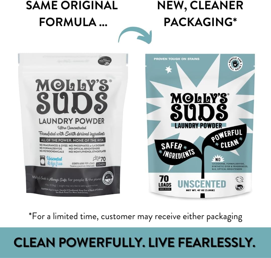 Molly's Suds Laundry Detergent Powder for Sensitive Skin Unscented 70 Loads