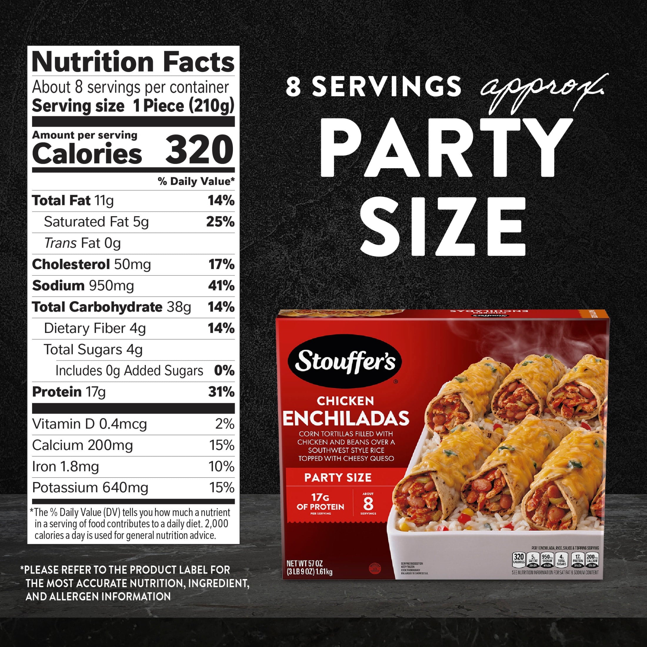Stouffer's Chicken Enchiladas Party Size Frozen 57 Oz