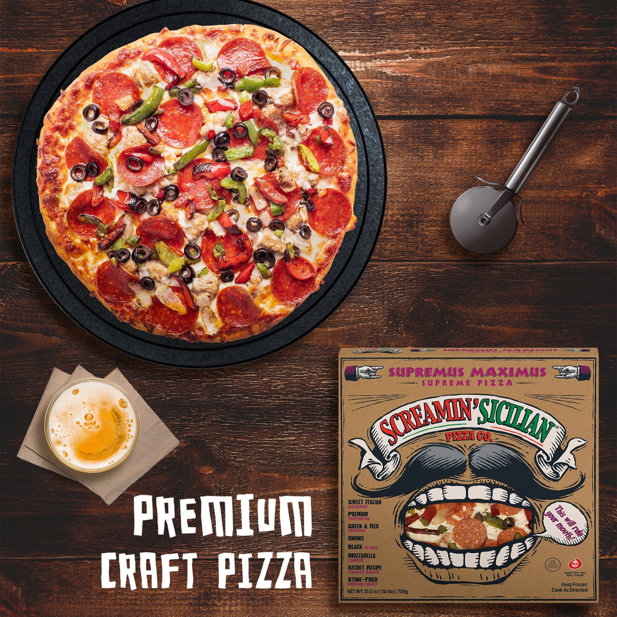Screamin' Sicilian Supremus Maximus Original Pizzeria Crust Frozen Pizza 25 Oz