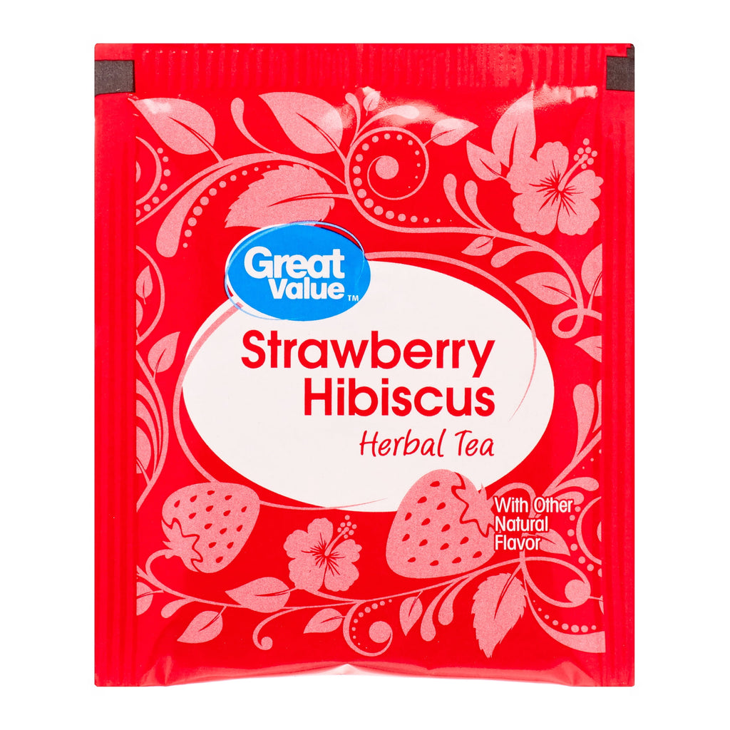 Great Value Strawberry Hibiscus Herbal Tea Bags Caffeine Free 1.41 oz 20 Count