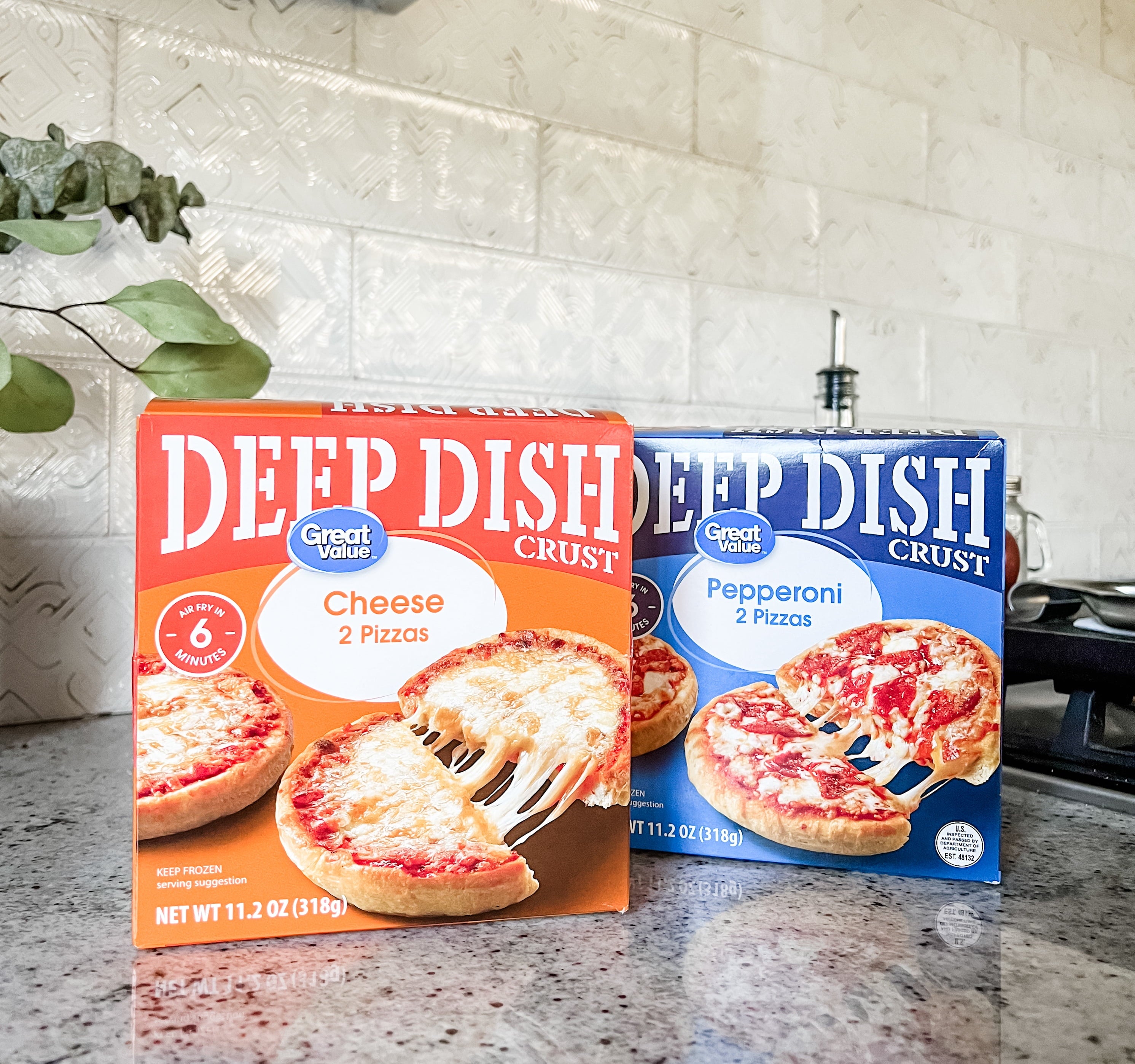 Great Value Deep Dish Four Cheese Frozen Pizza 11.2 Oz 2 Count