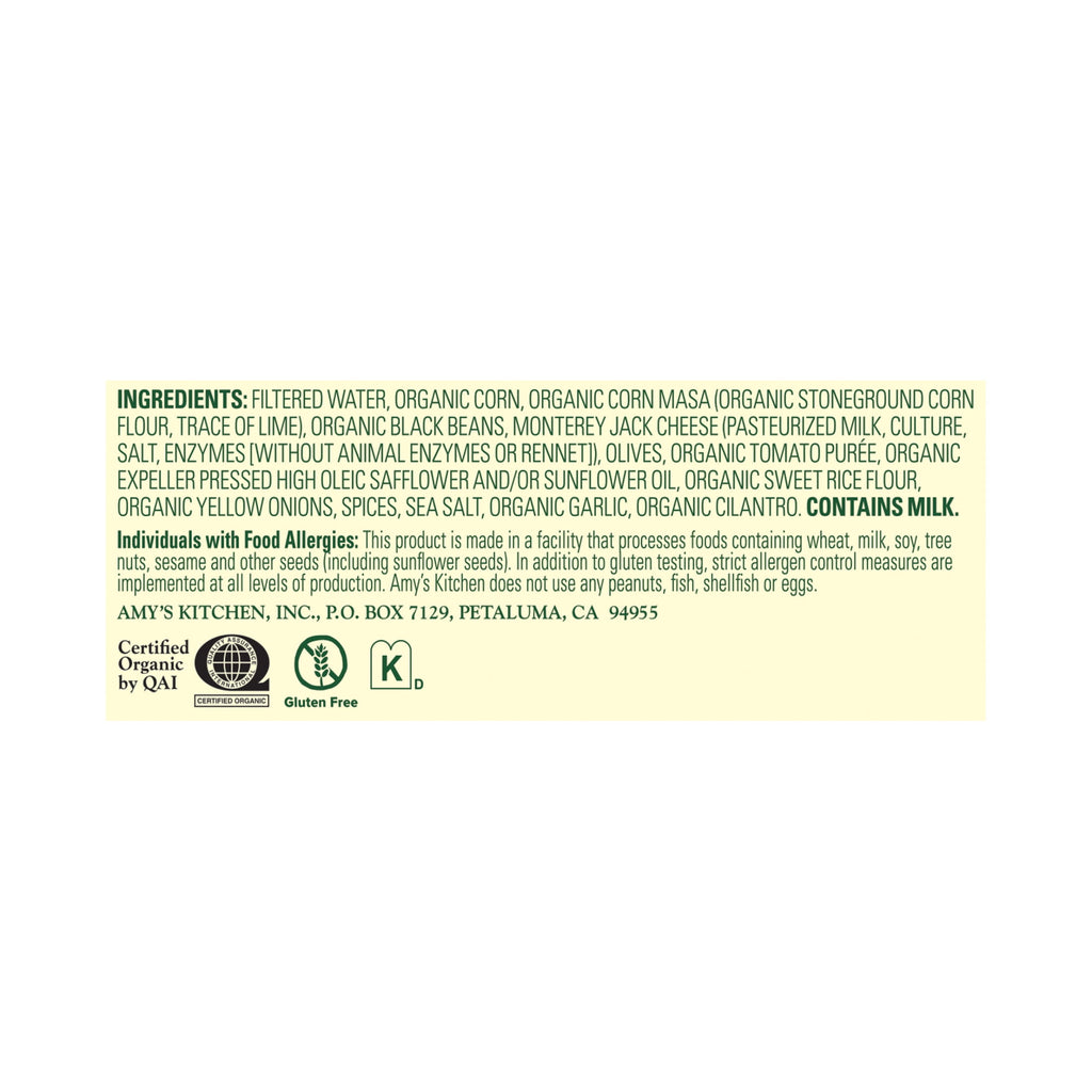Amy's Kitchen Mexican Casserole Bowl Frozen Meal 9.5 Oz