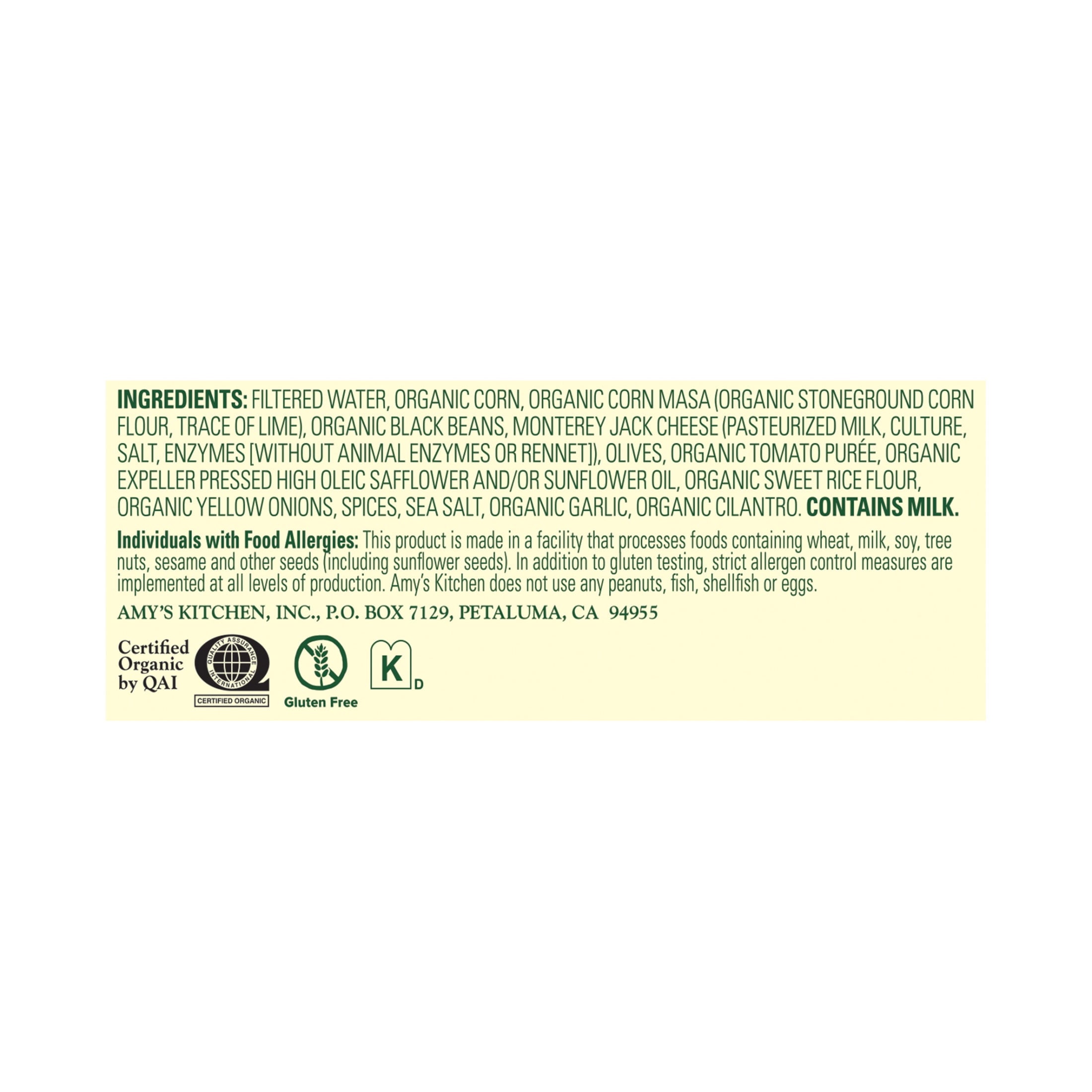 Amy's Kitchen Mexican Casserole Bowl Frozen Meal 9.5 Oz