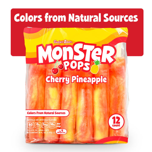 Budget Saver Monster Pops Cherry Pineapple 12 Count 36 Fl Oz