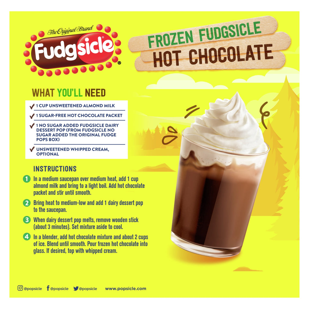 Popsicle Fudgsicle Original No Sugar Added Fudge Pops 18 Count 29.7 Fl Oz