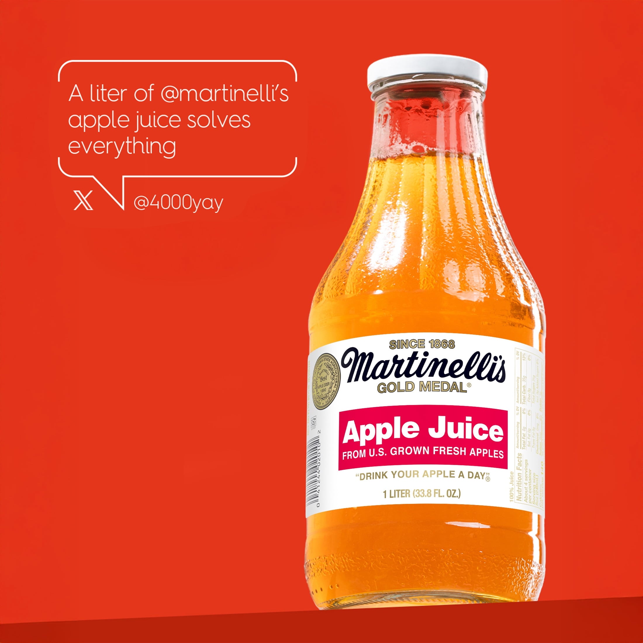 Martinelli's Gold Medal 100% Apple Juice Pulp-Free 33.8 fl oz