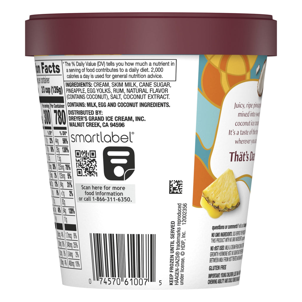 Häagen-Dazs Pineapple Coconut Ice Cream 14 Fl Oz