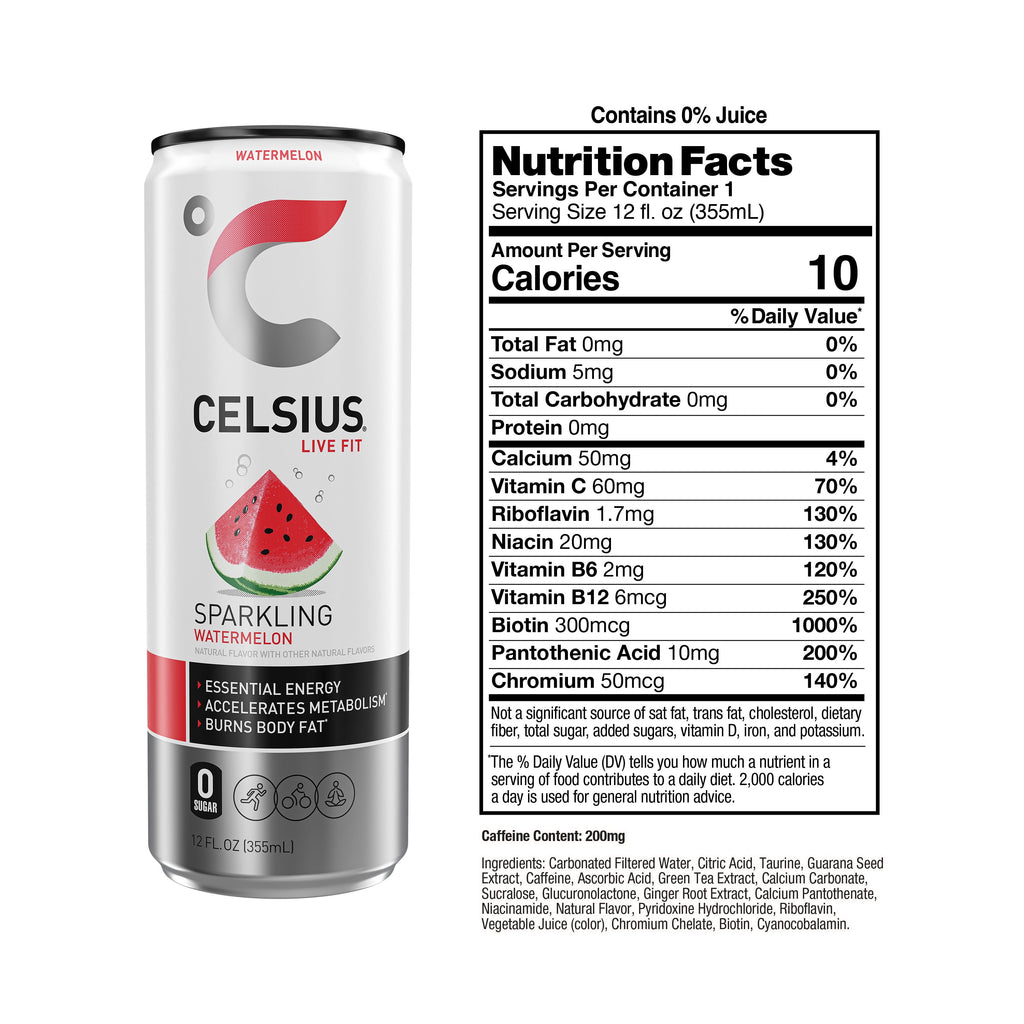 CELSIUS Sparkling Watermelon Functional Energy Drink 12 fl oz Single Can