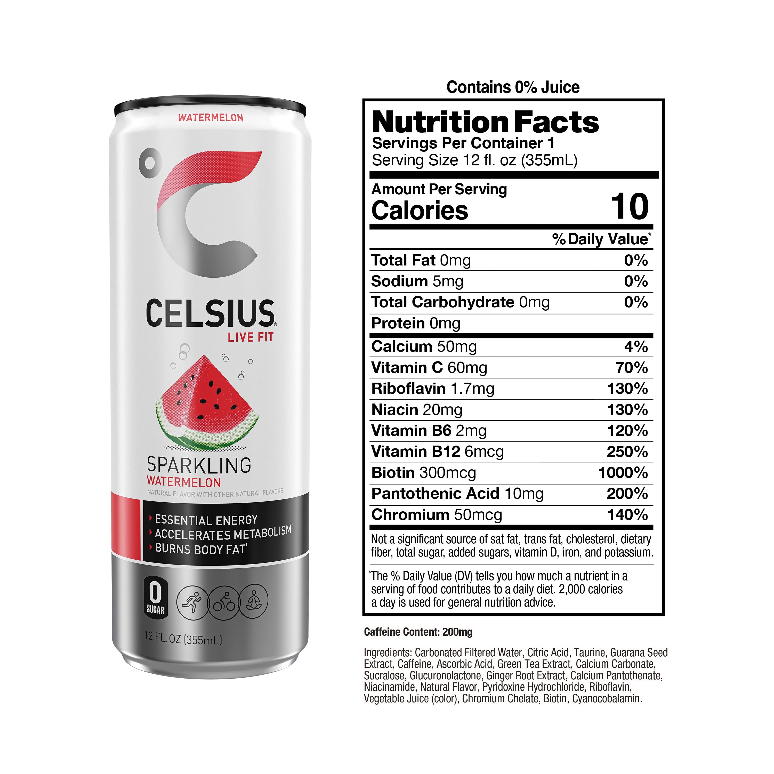 CELSIUS Sparkling Watermelon Functional Energy Drink 12 fl oz Single Can