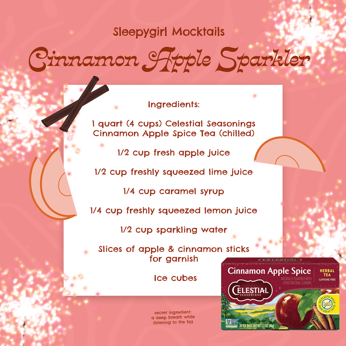 Celestial Seasonings Cinnamon Apple Spice Caffeine-Free Herbal Tea Bags 1.7 oz 20 Count
