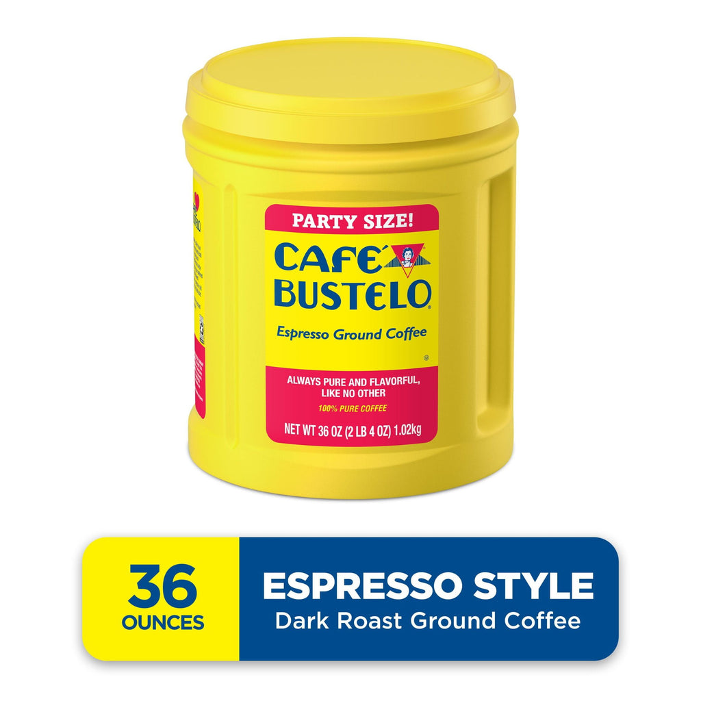 Café Bustelo Espresso Naturally Caffeinated Dark Roast Ground Coffee 36 oz Canister