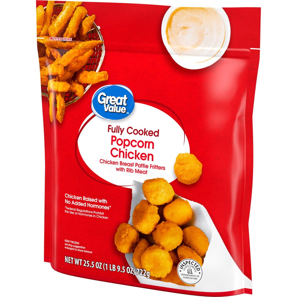 Great Value Fully Cooked Breaded Popcorn Chicken Frozen 25.5 Oz