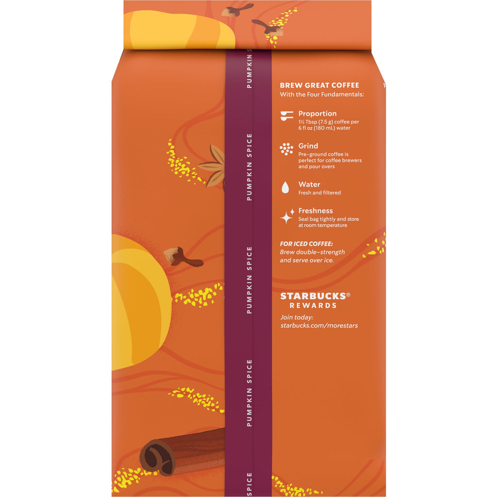 Starbucks at Home Pumpkin Spice Naturally Caffeinated Medium Roast Ground Coffee 17 oz Bag