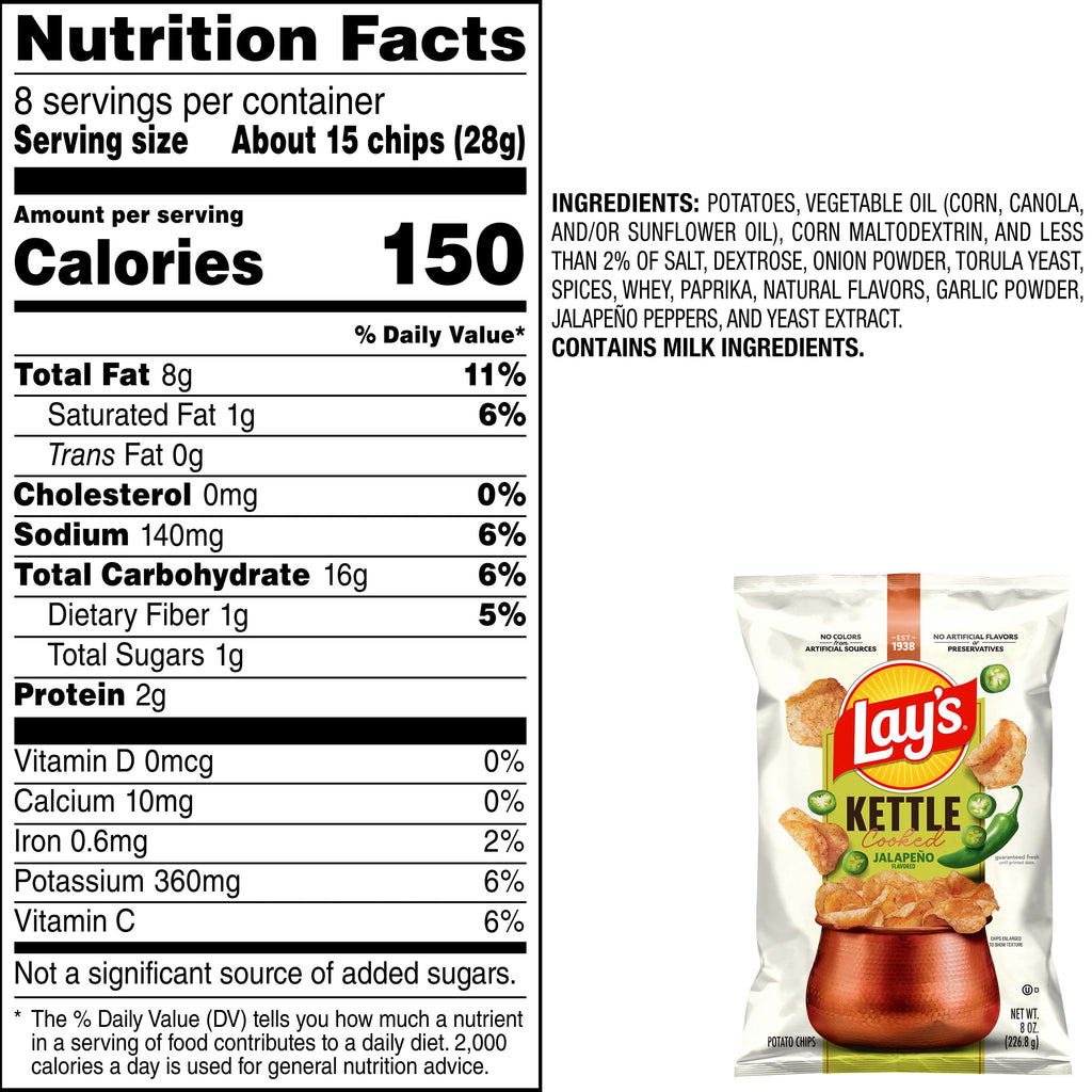 Jalapeno Kettle Cooked Potato Chips 8 Oz Lay's