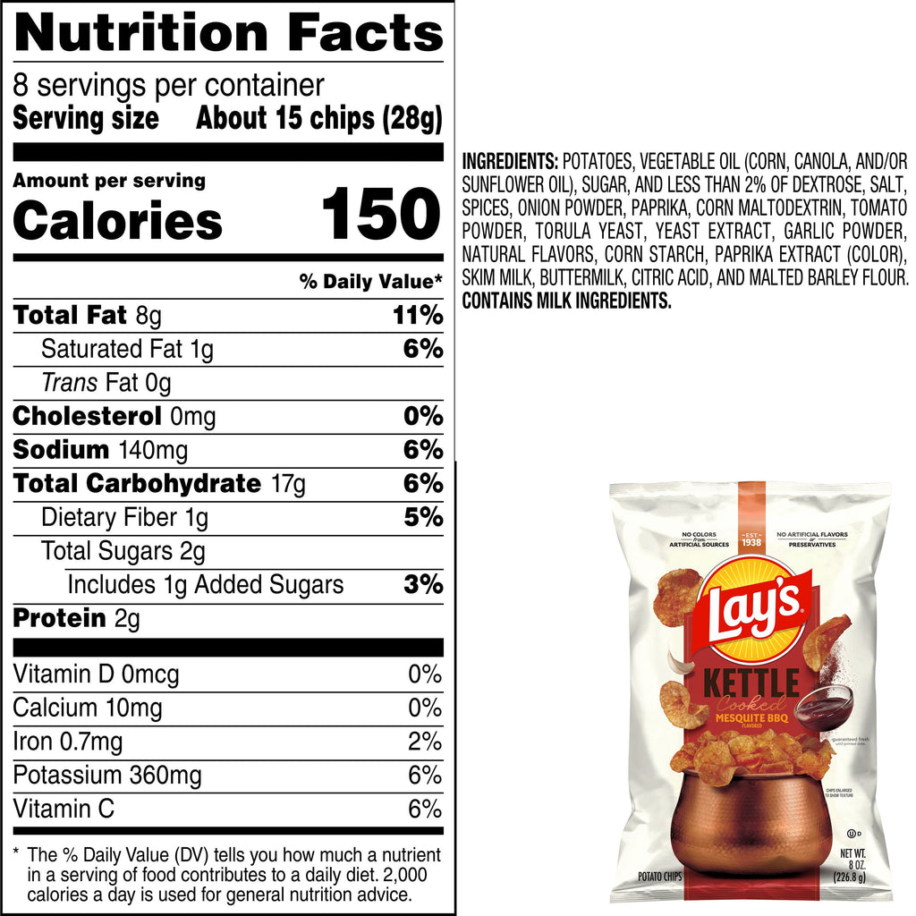 Mesquite BBQ Kettle Cooked Potato Chips 8 Oz Lay's
