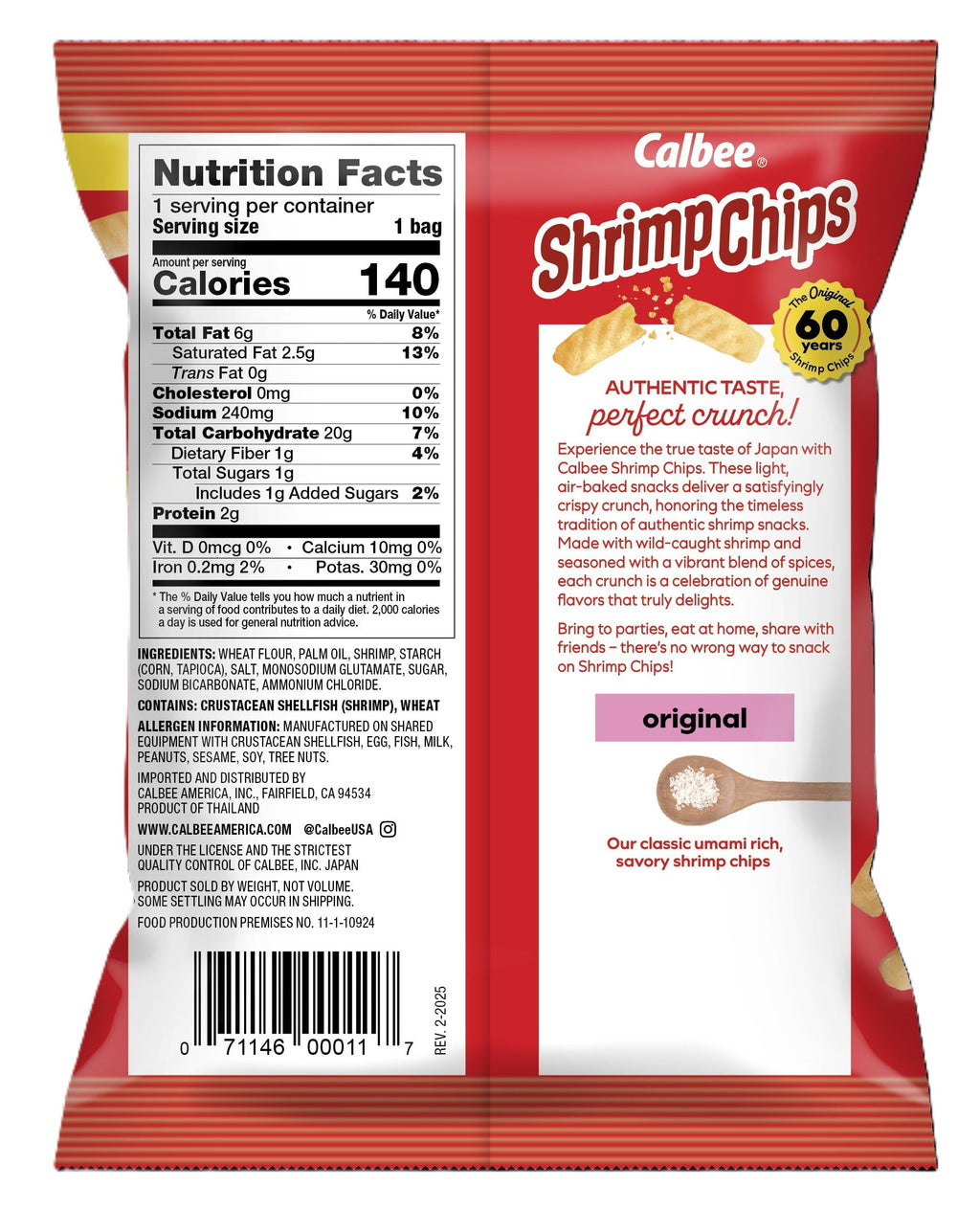 Original Baked Shrimp Chips 4 Oz Calbee