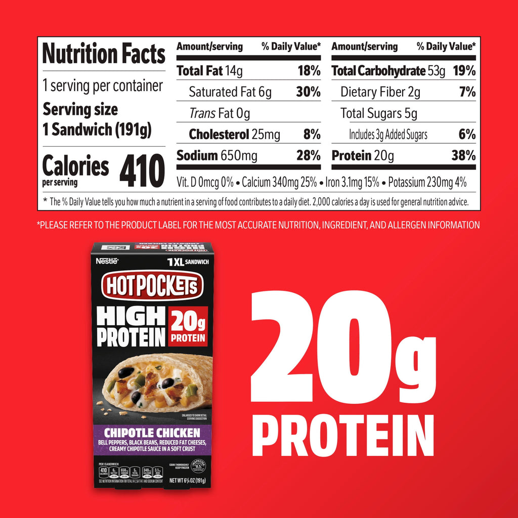 Hot Pockets High Protein Chipotle Chicken Frozen Sandwich 6.75 Oz