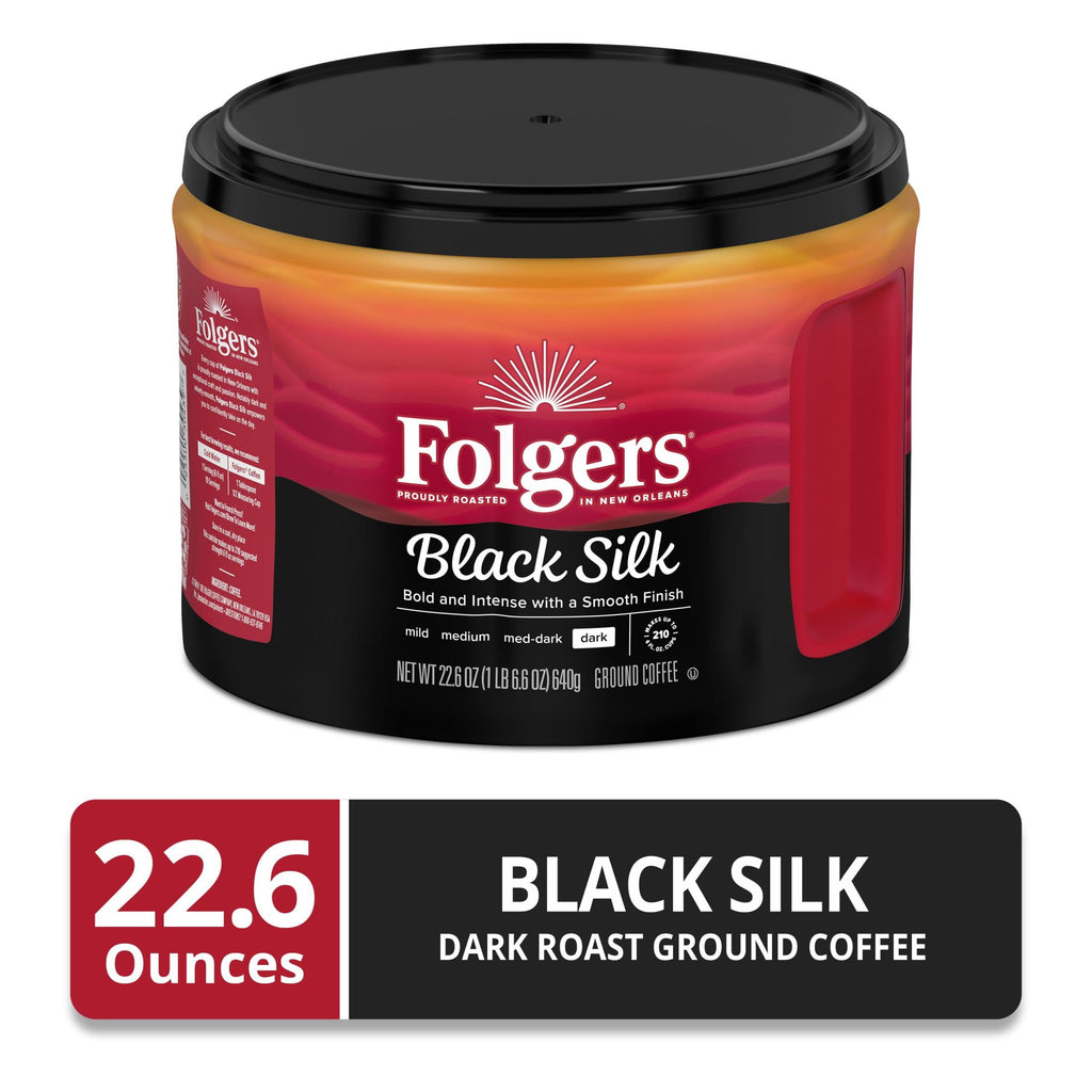 Folgers Black Silk Dark Roast Ground Coffee 22.6 oz Canister
