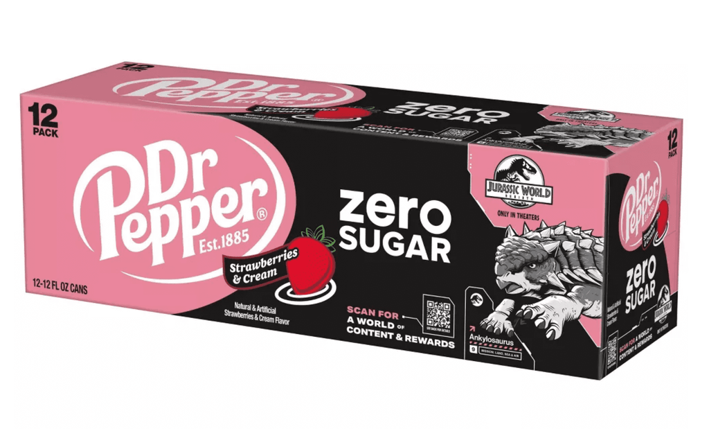Dr Pepper Zero Sugar Strawberries and Cream Soda Pop Cans 12 Fl Oz 12 Pack