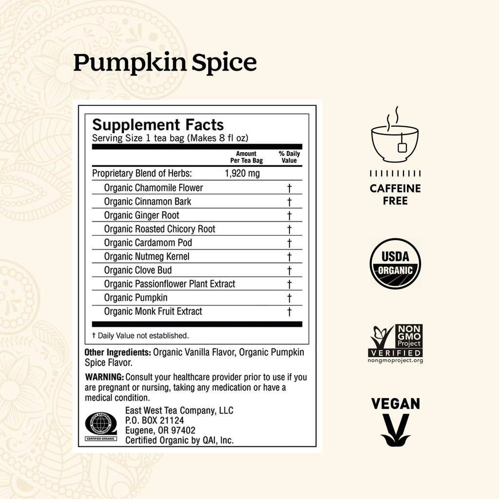 Yogi Pumpkin Spice Organic Herbal Wellness Tea Bags 1.12 oz 16 Count
