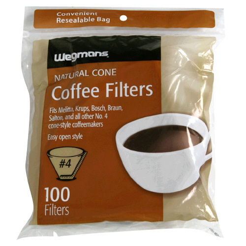Wegmans #4 Natural Cone Coffee Filters 100 Count