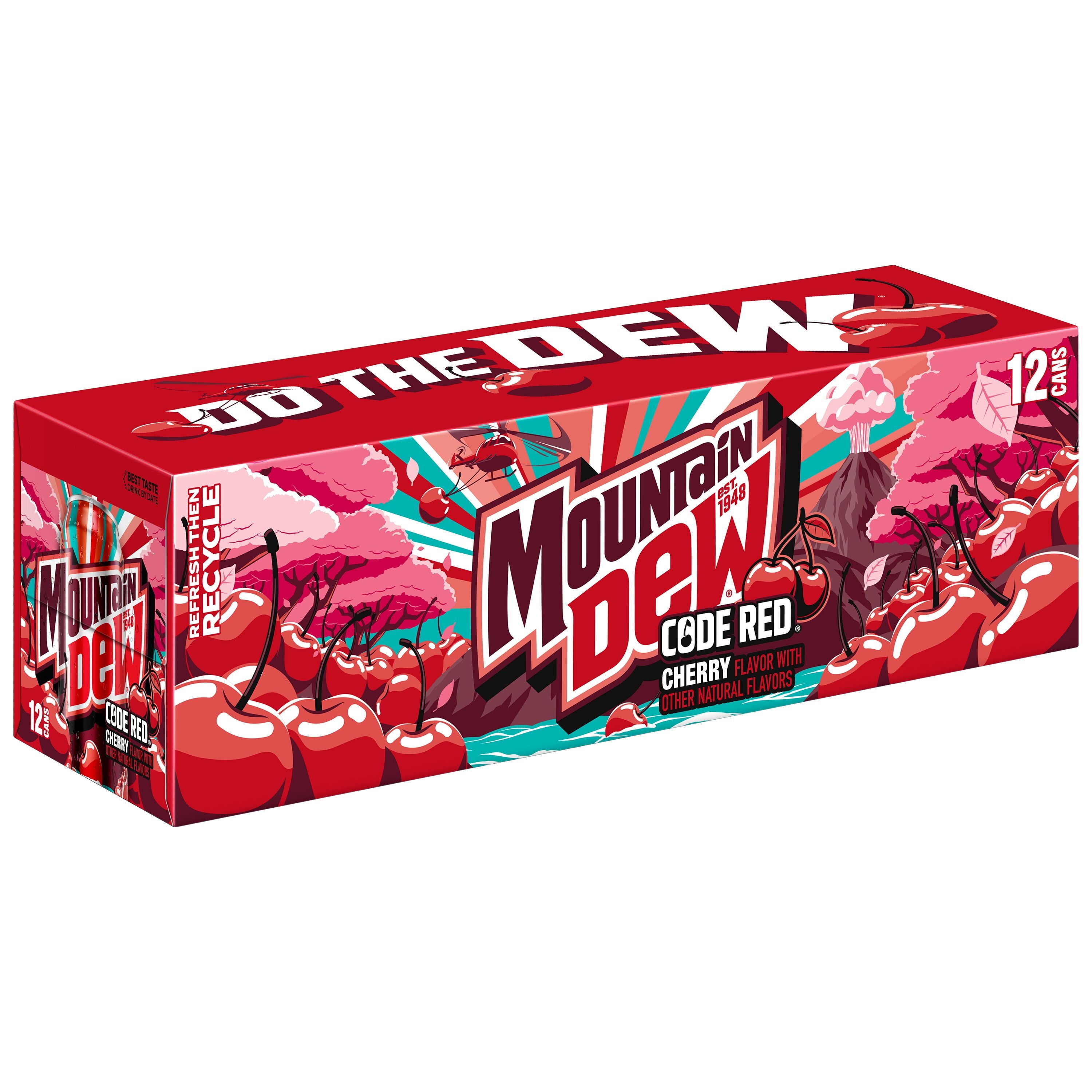 Mountain Dew Code Red Cherry Flavored Soda Pop Cans 12 Fl Oz 12 Pack