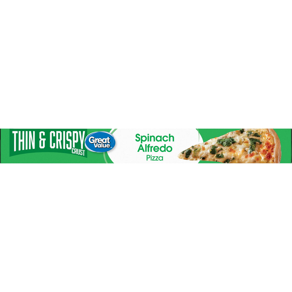 Great Value Thin and Crispy Crust Spinach Alfredo Frozen Pizza 17.45 Oz