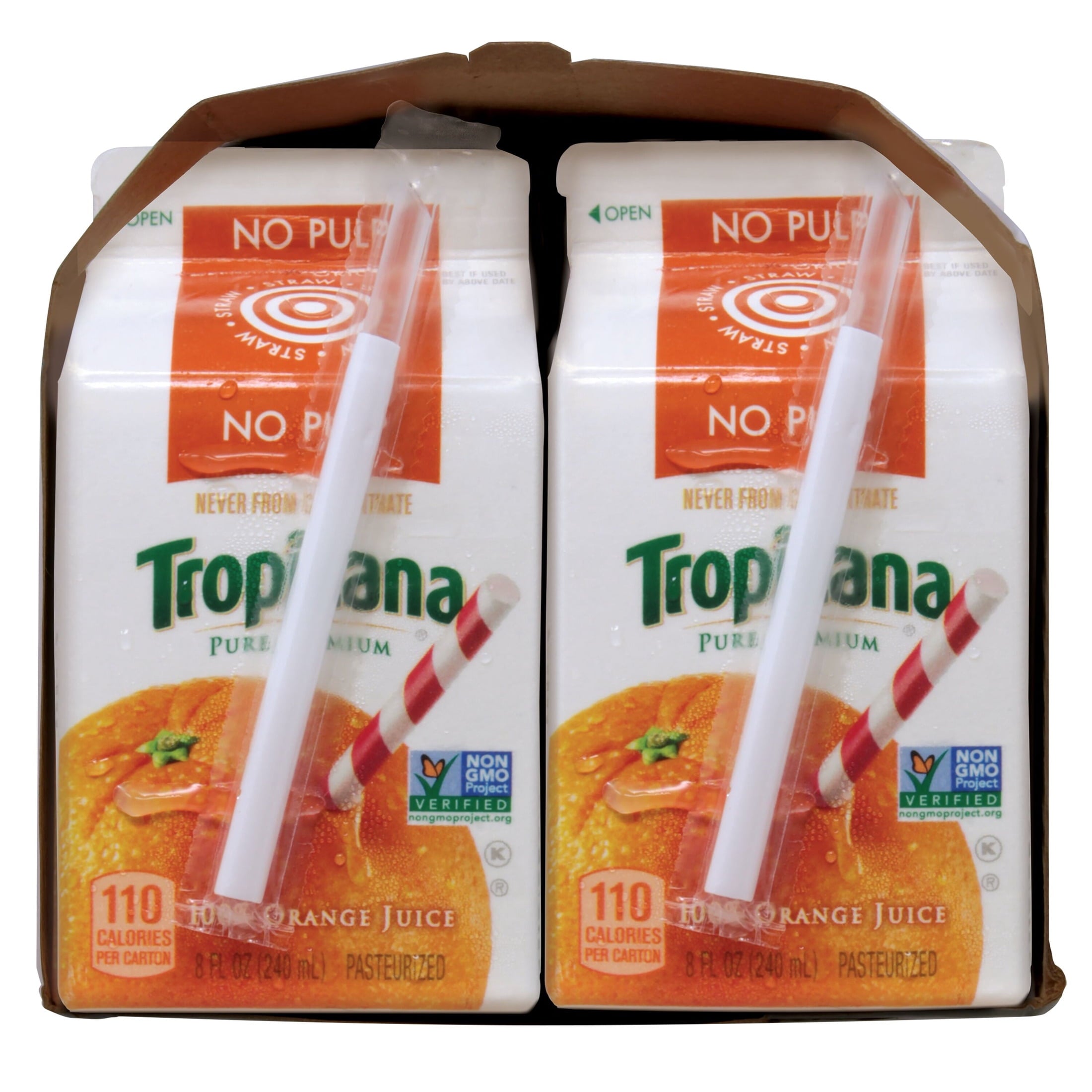 Tropicana Pure Premium 100% Orange Juice Original No Pulp 8 fl oz Cartons 6 Pack