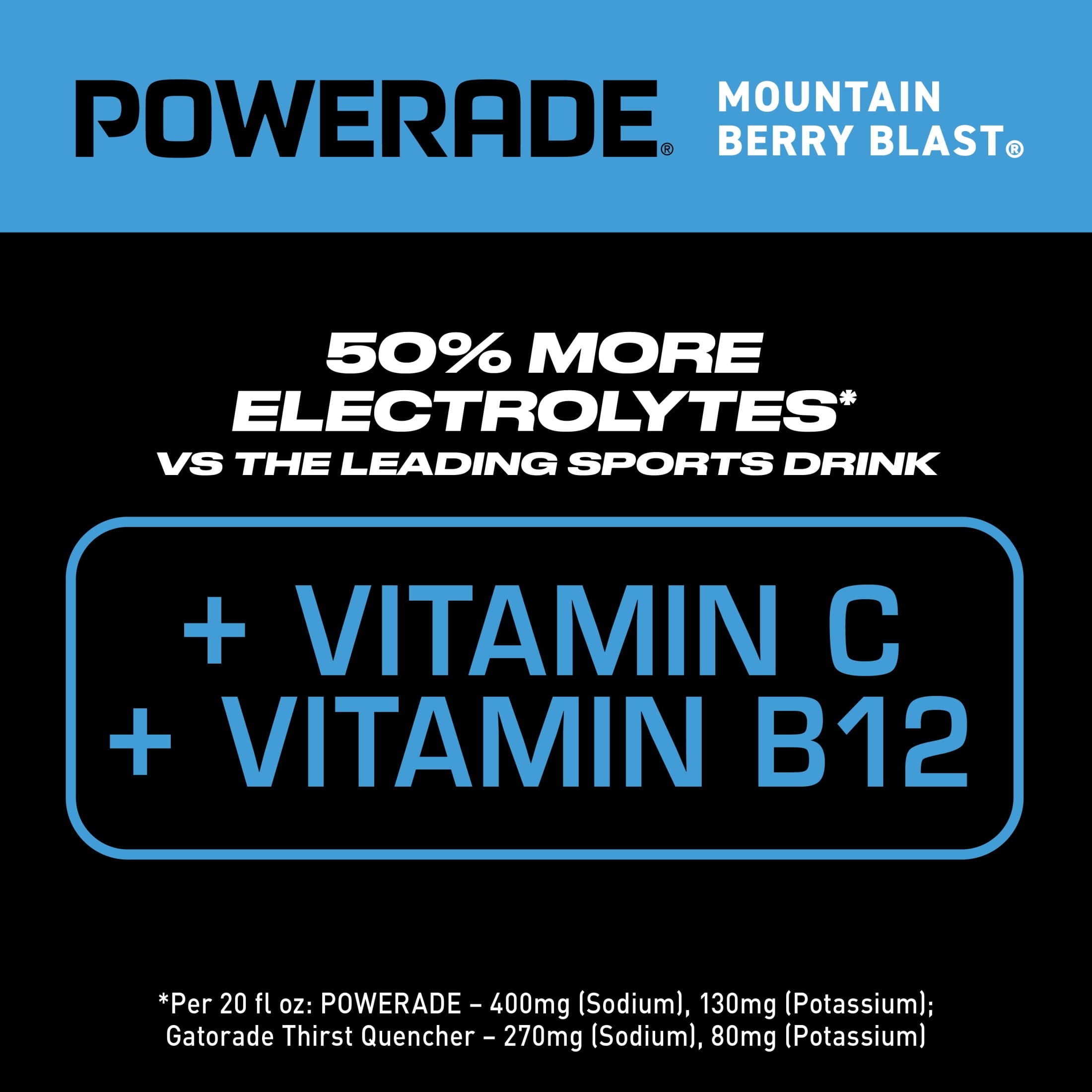 Powerade Mountain Berry Blast Electrolyte Sports Drink 20 fl oz 8 Count