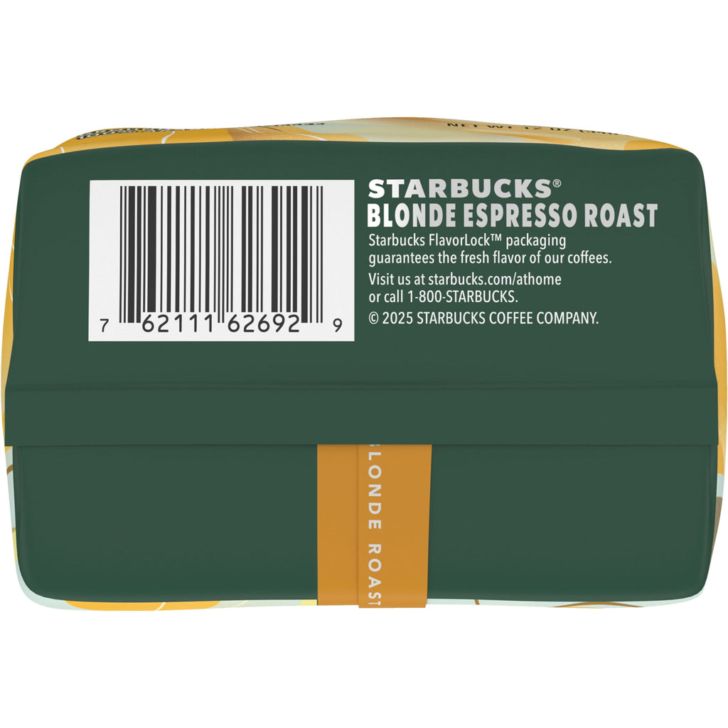 Starbucks Blonde Espresso Roast Naturally Caffeinated Light Ground Coffee 12 oz Bag