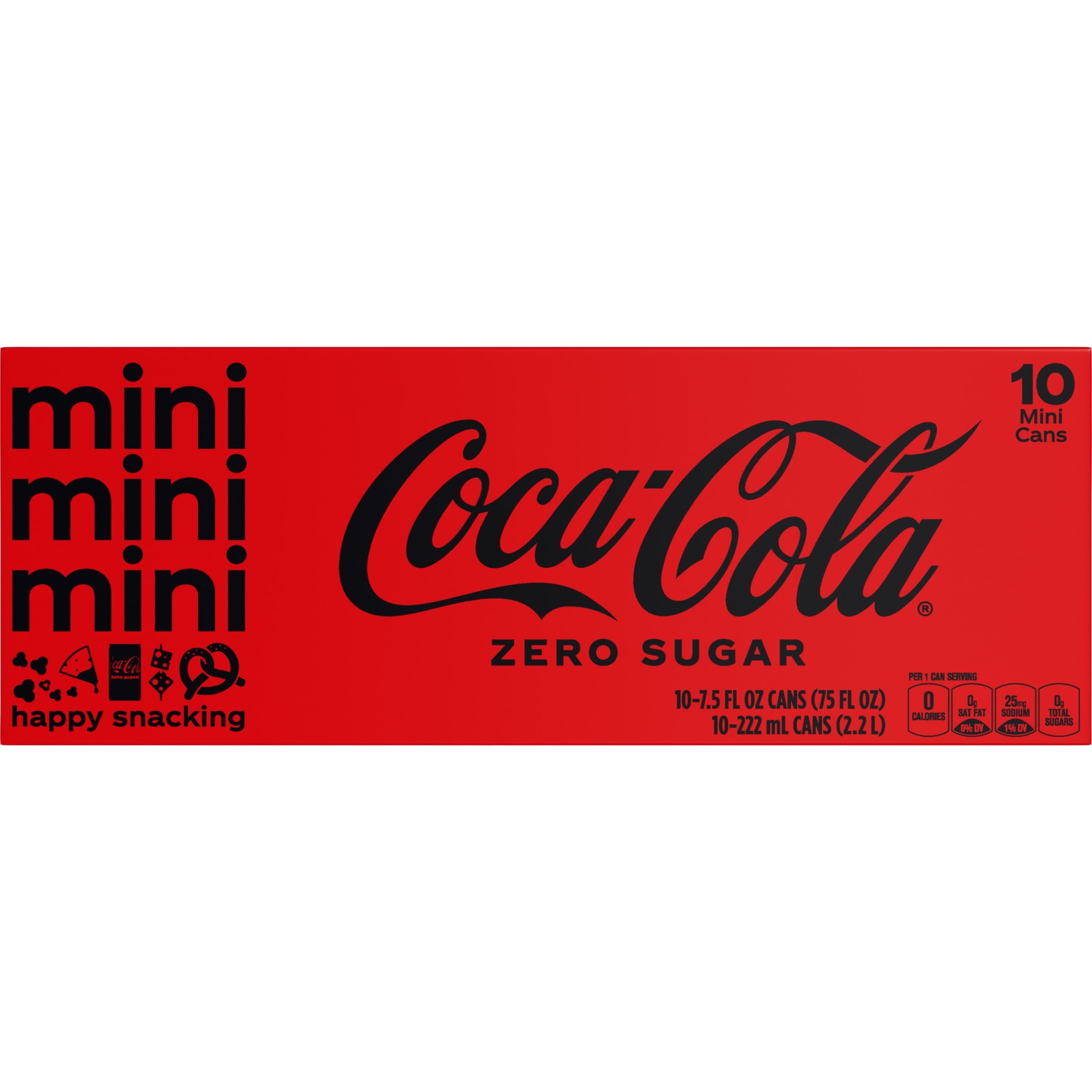 Zero Sugar Soda Pop Fridge Pack Mini Cans 7.5 Fl Oz 10 Pack Coca-Cola